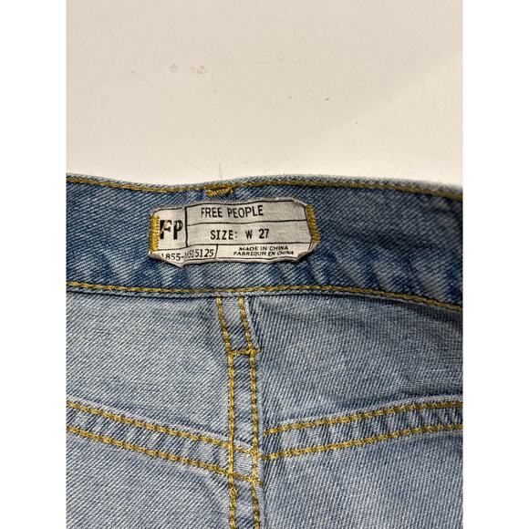 FREE PEOPLE Good Vibes Crochet Lace Trimmed 100% Cotton Denim Cut Off Shorts 27 - Picture 7 of 7